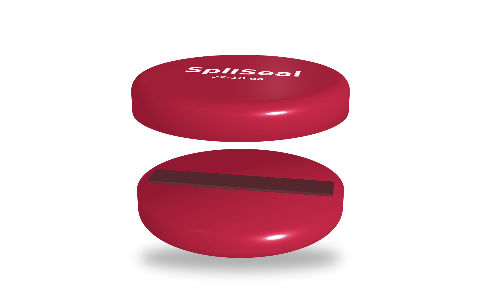 The SpliSeal mold opened into its two halves with the sealing channel