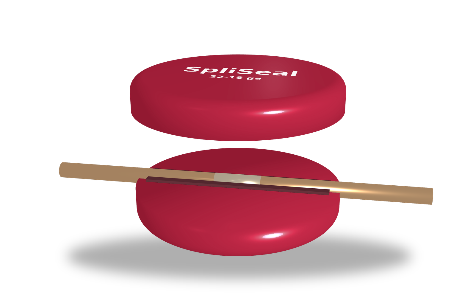 A crimped wire splice loaded into the open SpliSeal mold